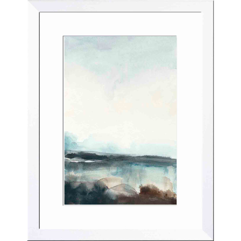 «Horizon Flow I» par June Erica Vess - peinture encadrée, Blanc, H 12 po x l 12 po