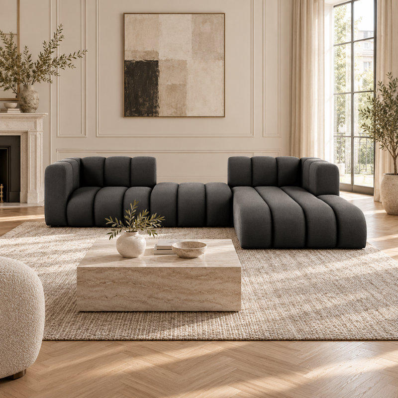 3 Seater Velvet Sofa & Chaise
