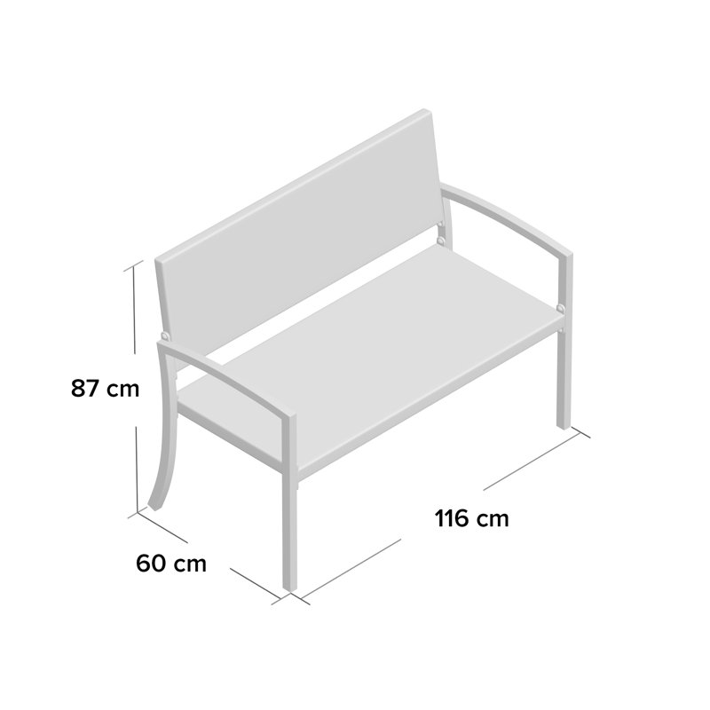 Alondra Metal/Plastic Outdoor Bench, Coffee
