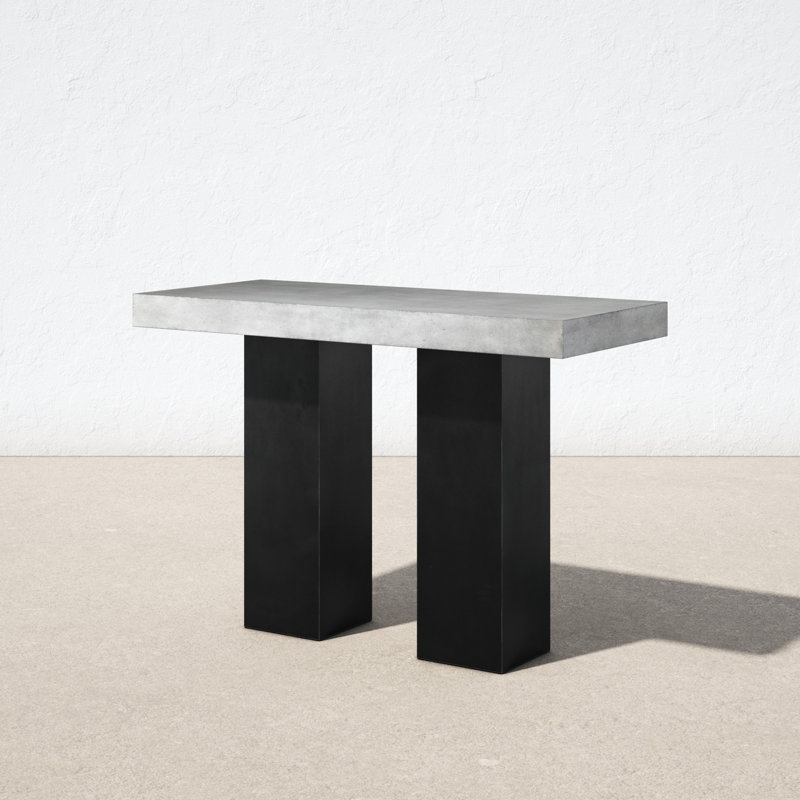 Gray Concrete Rectangular Outdoor Bar Table