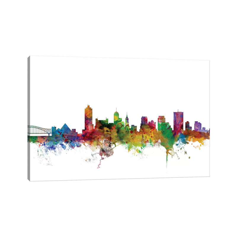 Memphis, Tennessee Skyline by Michael Tompsett - 1 Piece Wrapped Canvas Wall Art, 152.5 cm H x 101.5 cm W
