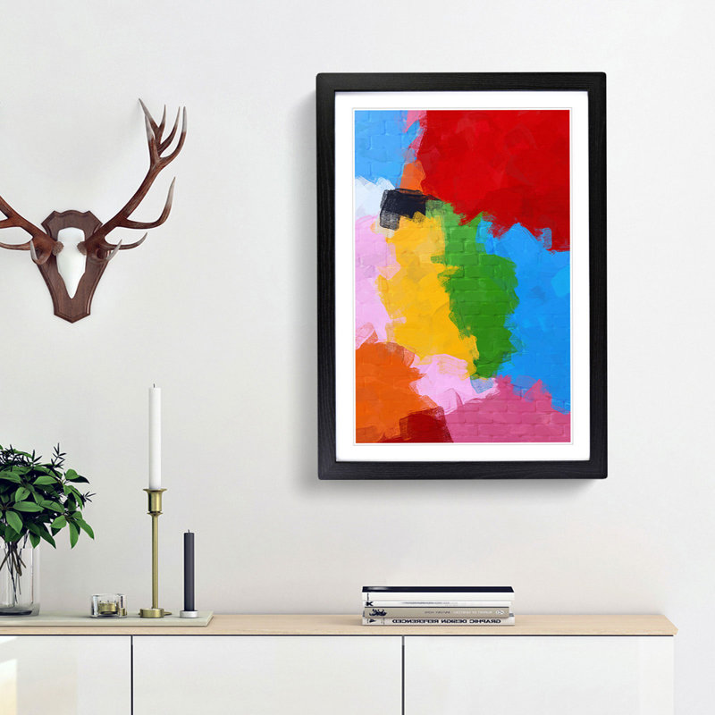 Blocks of Colour in Abstract - Picture Frame Painting Print, 36cm H x 27cm W x 2cm D, Black Framed