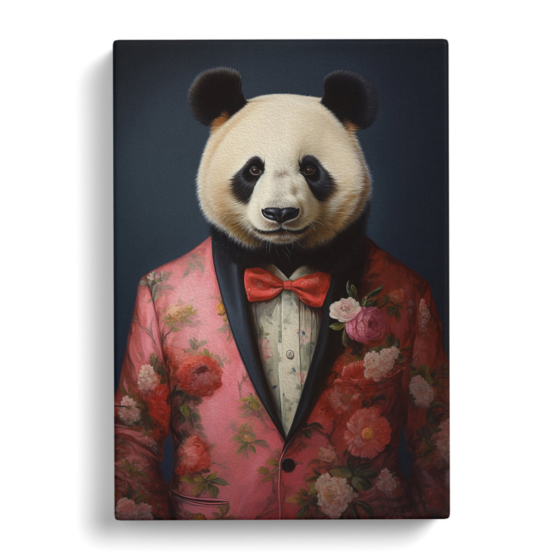 Panda In A Suit Painting No.3 - Wrapped Canvas, 60cm H x 40cm W x 3cm D