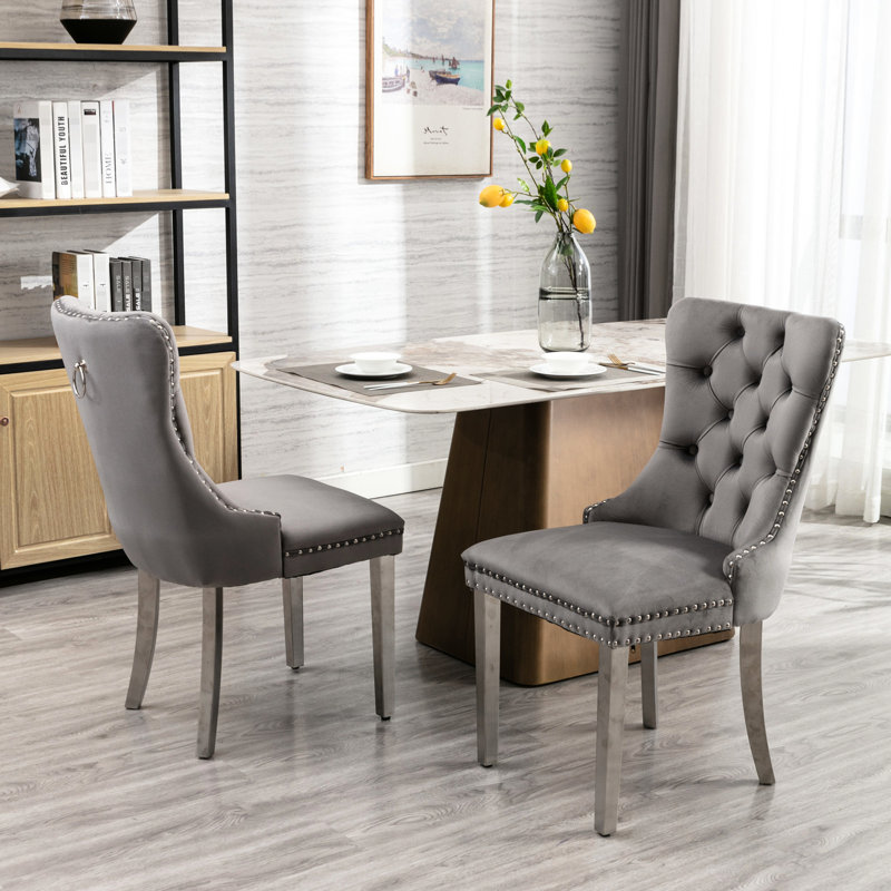 Chaise de salle à manger Modern, Gris, Argent argent