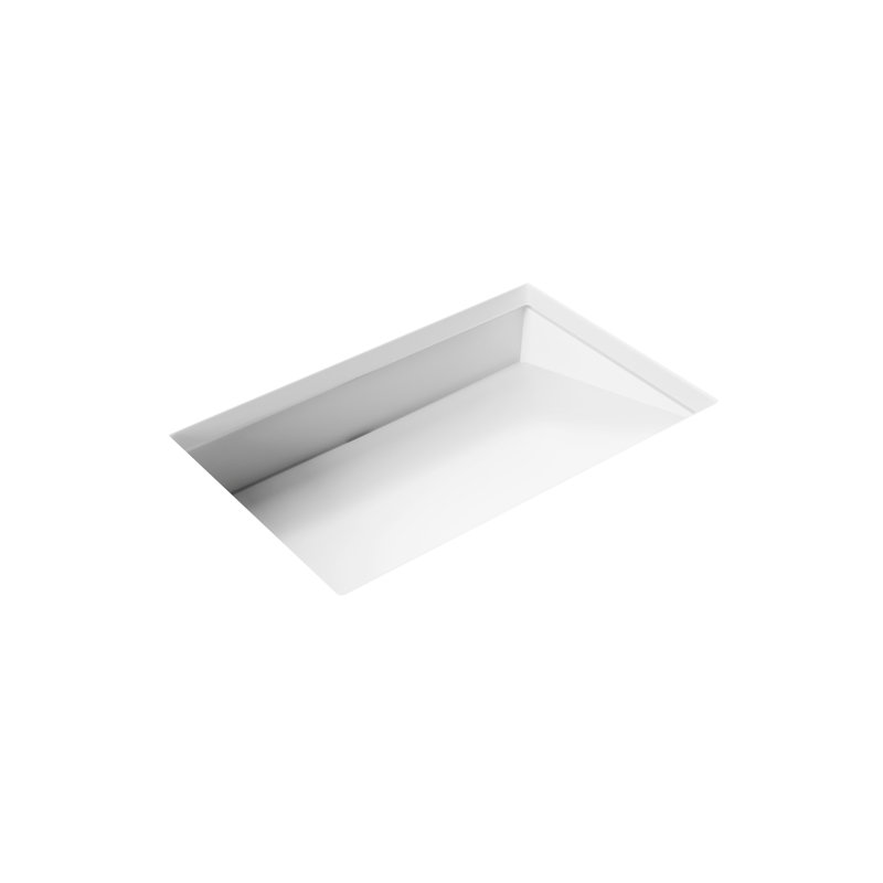 Badeloft 25.2" x 16.1" Rectangular Stone Resin Undermount Ramp Bathroom Sink UB-04-L-G in Glossy White, Glossy White