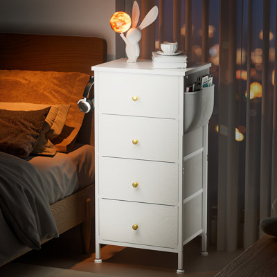 4 Drawer Dresser for Bedroom, Nightstand Organizer, White Dresser of Chest Rawn Mercer41
