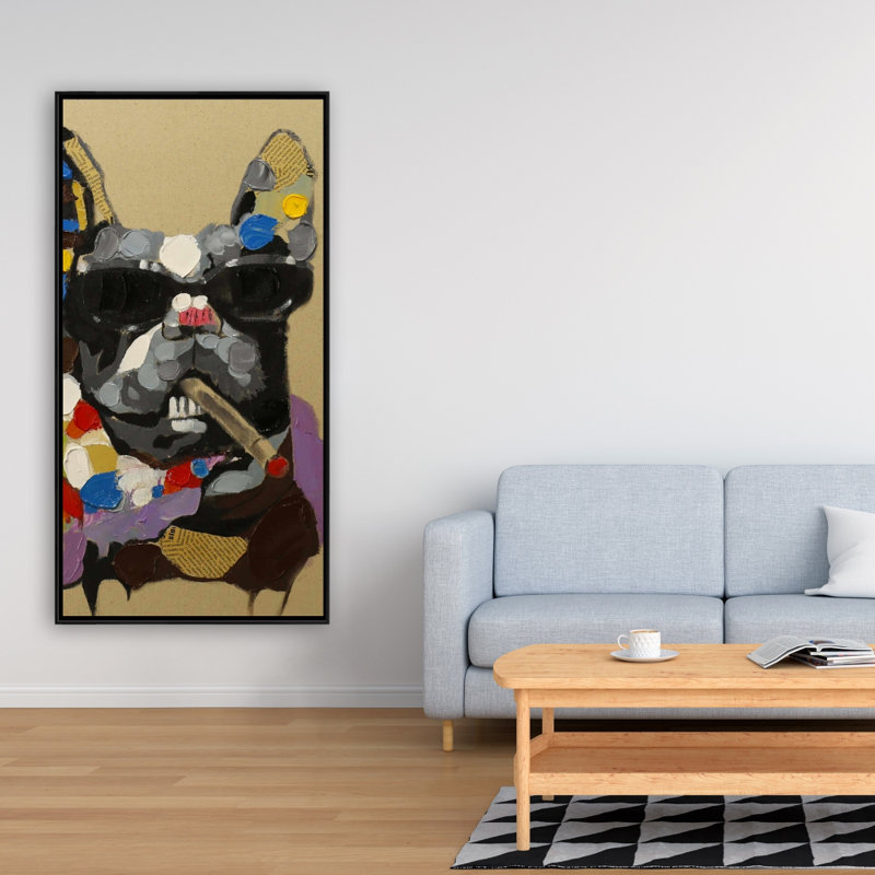 Abstract Smoking Dog Print On Canvas