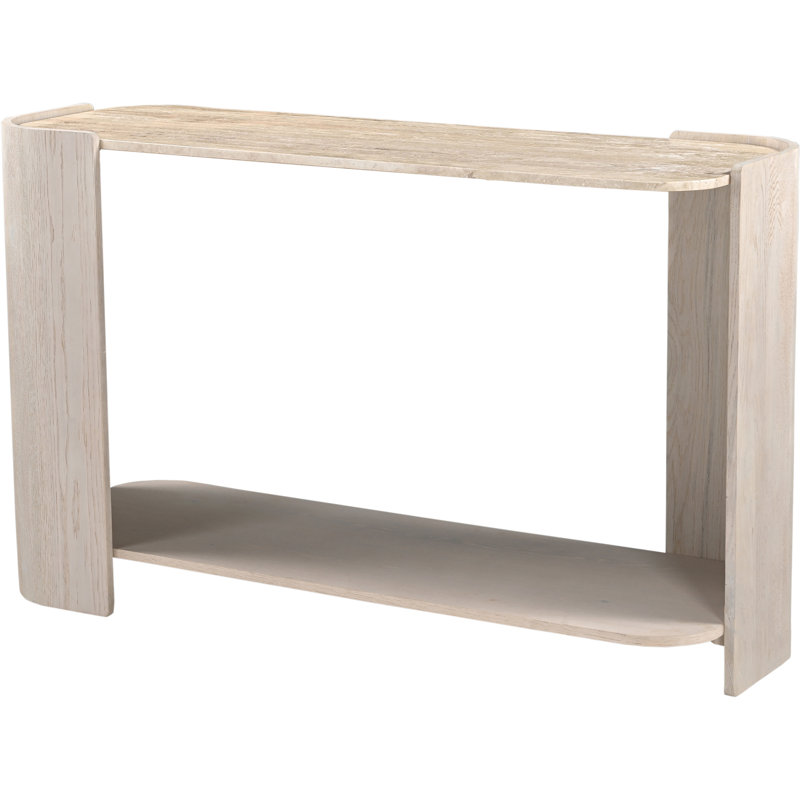 Console Calabria en marbre beige et bois de chêne crème, Cream