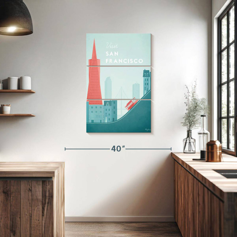 Affiche de voyage rétro Nicci San Francisco, H 38 po x l 24 po