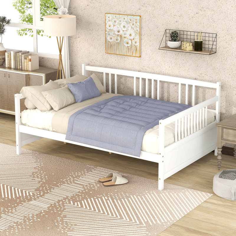 Lit de jour double avec pieds de support, blanc, Full, White