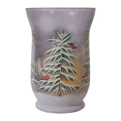 Porte-bougie de Noël en verre sans flamme 8 po