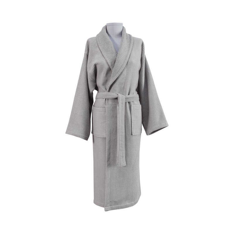 Peignoir châle éponge / gaufré, P / M, Gris marbre