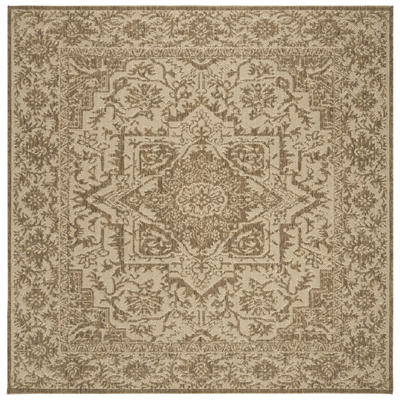 Danya Cream/Beige Indoor/Outdoor Area Rug, Square 8'