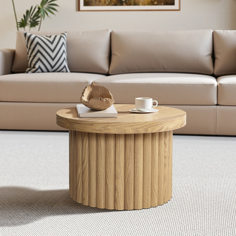 Table basse ronde en bois naturel Crystopher, Noir
