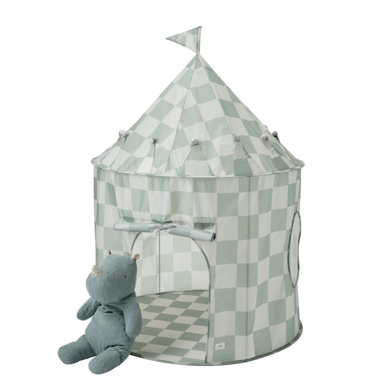 3 Sprouts Recycled Fabric Play Tent/checkerboard/green