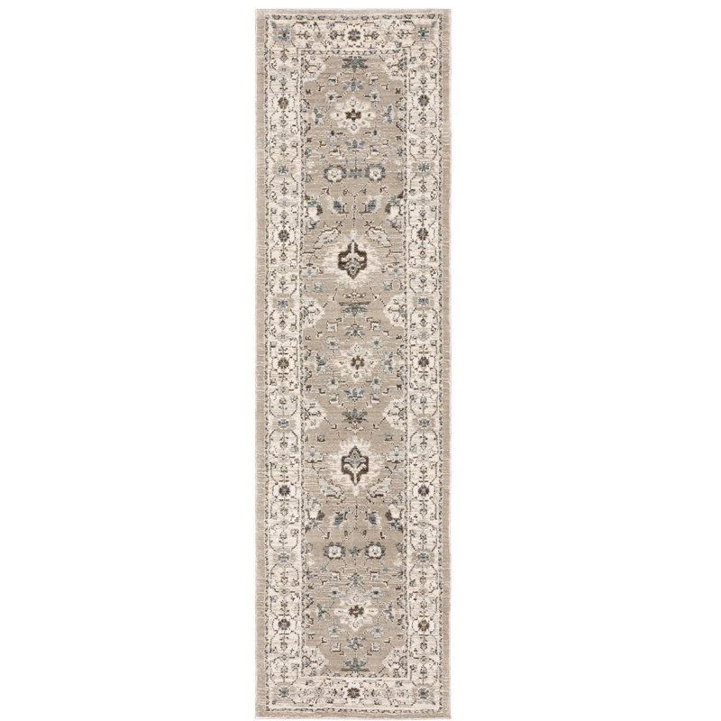 Tapis oriental gris Alair, Tapis de couloir 2 pi 6 po x 12 pi