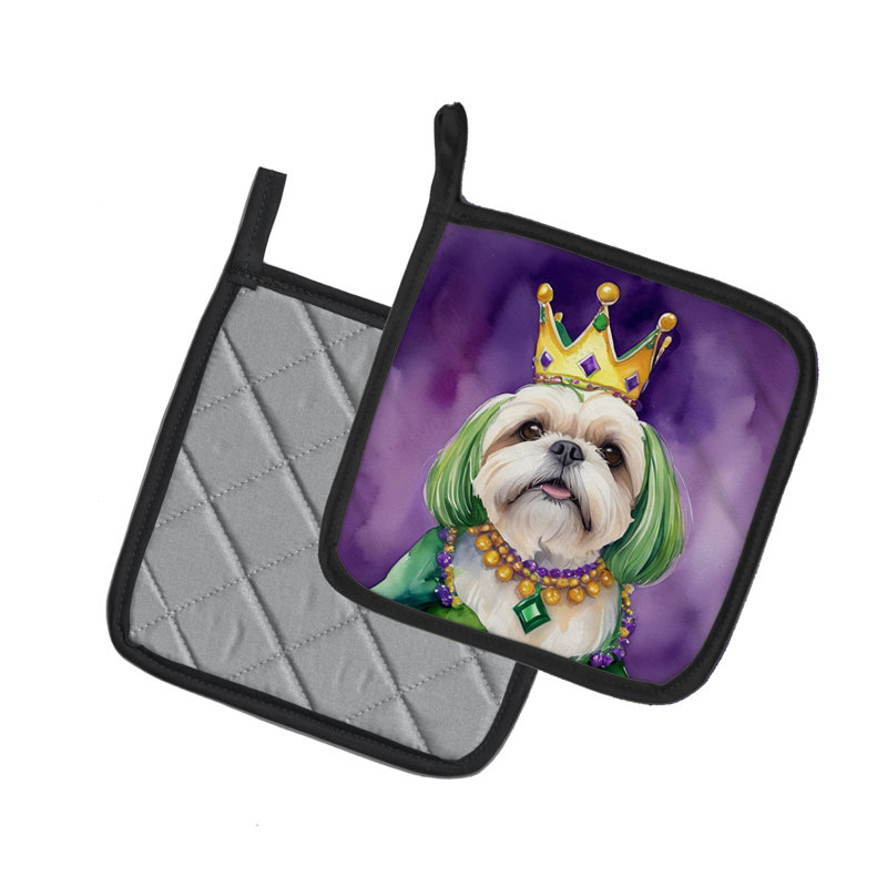 Paire de poignées Lhasa Apso King of Mardi Gras