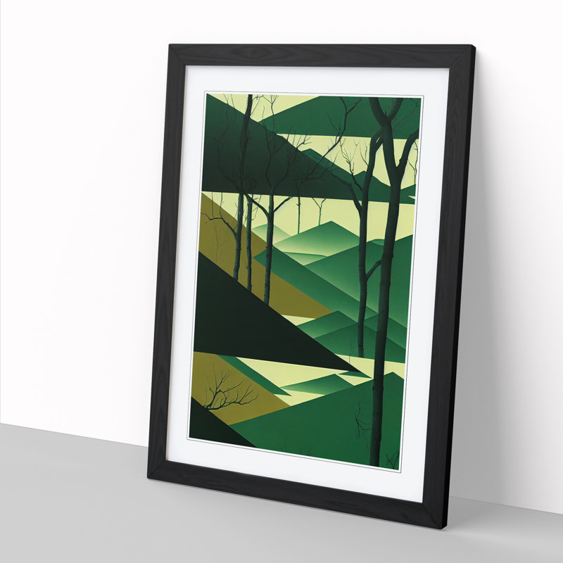 FRM-V0523-1000X Forest Japanese - Picture Frame Print, 34cm H x 25cm W, Walnut Framed