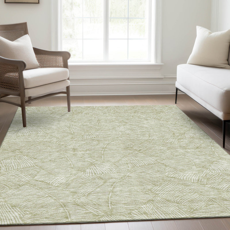 Premium Machine Washable Prisco Aloe Rug, Rectangle 5' x 7'6"