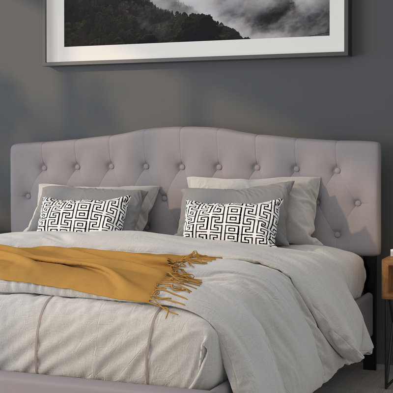 Tête de lit tapissier arquée capitonnée à boutons Ciriaca, Très grand, Gris clair