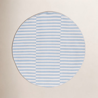 Ilona Ivory Light Blue Striped Cotton Rug