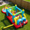 Jeu gonflable pour enfants 21 po x 7,2 po x 6,9 pi avec soufflerie, glissade d'eau et pataugeoire, double rampe, double escalade, saut