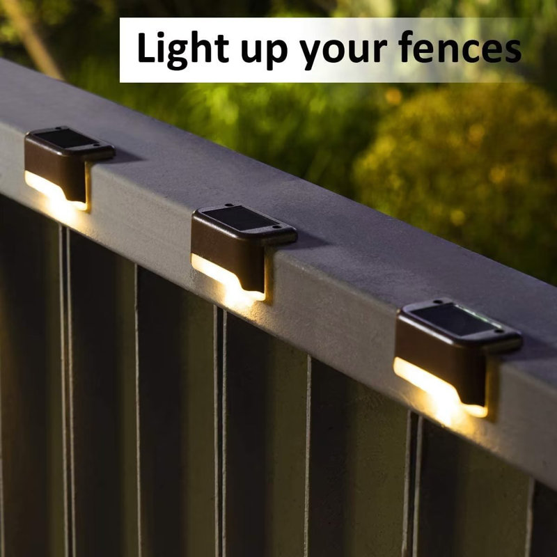 Low Voltage Solar Powered LED Deck Lights Outdoor Waterproof Step Light Pack for Fence Yard Pathway, Black/Yellow