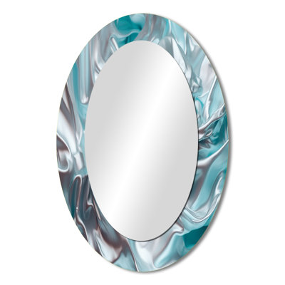 Silver Blue Dancing Colors - Modern Oval Wall Mirror