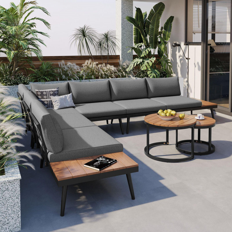 Ensemble de conservation pour patio 6 pièces avec coussins Rapture, Gris