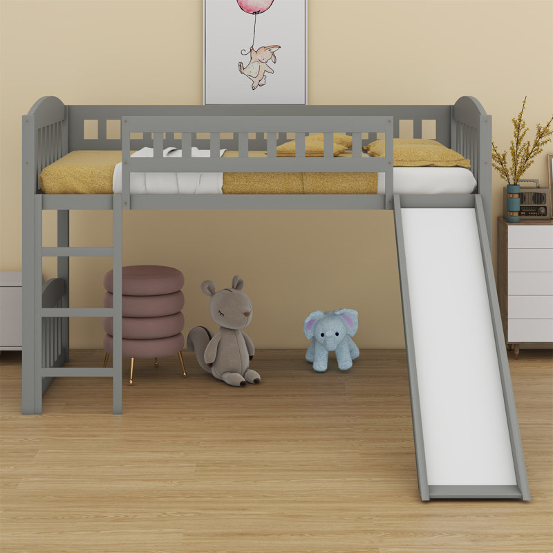 Lit mezzanine avec glissoire et échelle, Gris