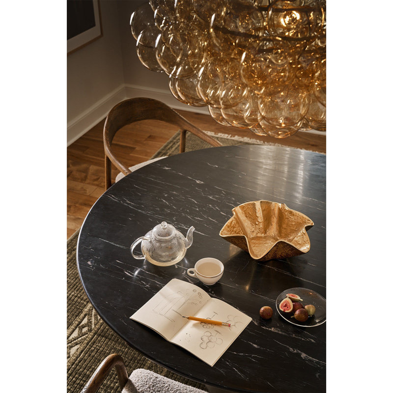 Bubbles Chandelier with Amber Glass, Brushed Nickel
