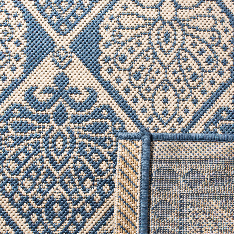 Arneshia Geometric Blue/Ivory Indoor / Outdoor Area Rug, Rectangle 2'7" x 5'