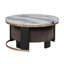 Ensemble de 2 tables basses gigognes, plateau en faux marbre avec repose-pieds, table d'appoint de salon moderne, élégante et fonctionnelle