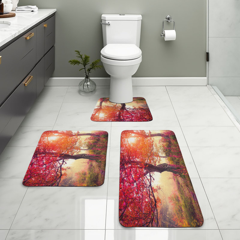  Ensemble de tapis pour salle de bain 3 pièces Nature