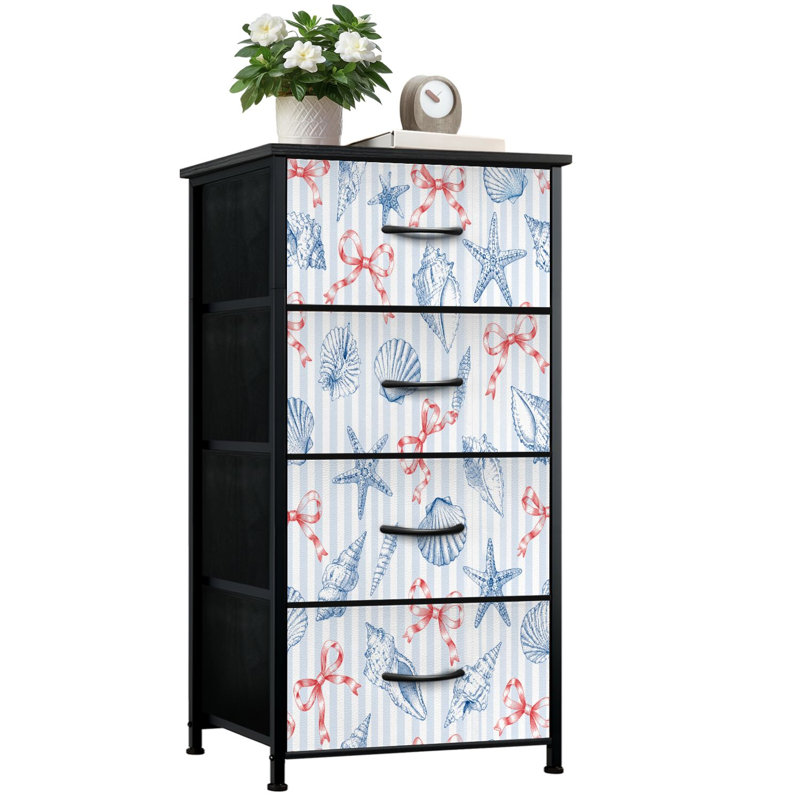 Commode de rangement verticale 4 tiroirs Seashell