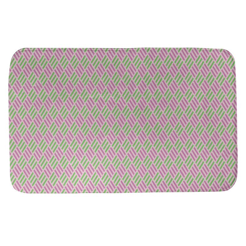 Tapis pour salle de bain diamants Kitterman, l 17 po x L 24 po, Rose
