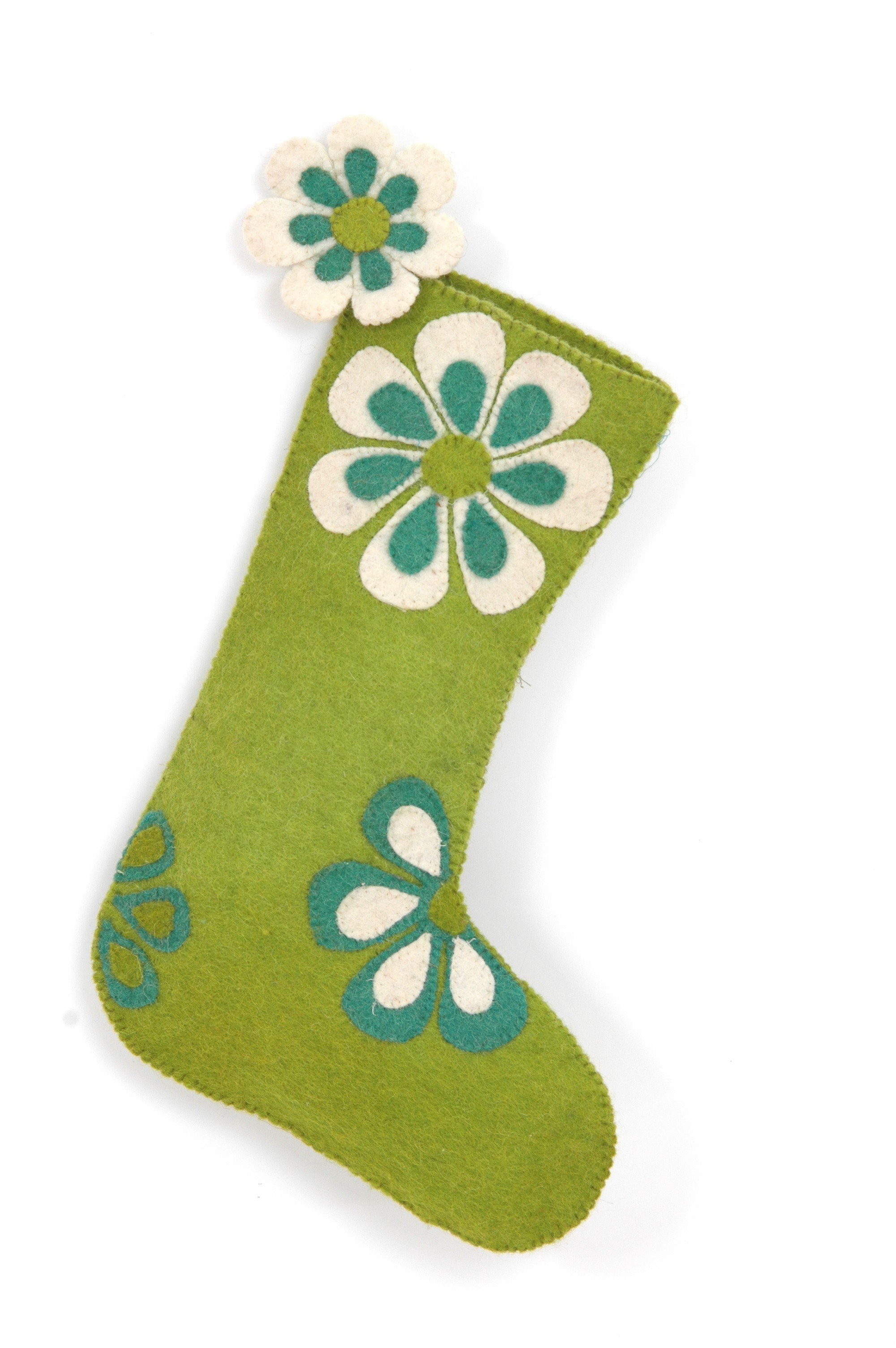 Hand Felted Wool Christmas Stocking - Bones Red Arcadia Home main image 0