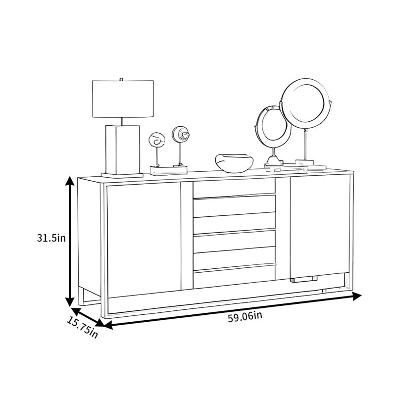 Buffet simple mais luxueux, H 31,5 po x l 59,06 po x P 15,75 po