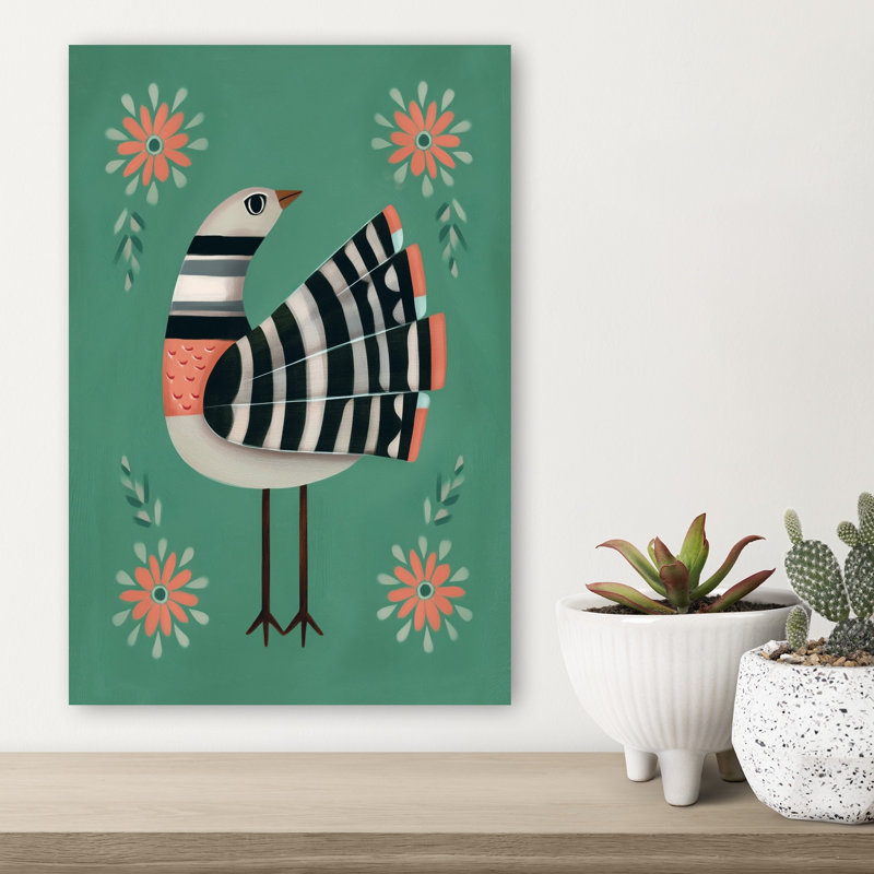 «Whimsical Teal Bird», impression d'art mural, 18" H x 12" W