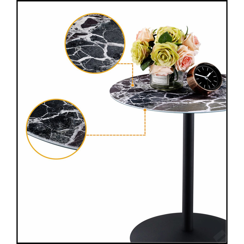 Table de bout de 17,5 pouces de large avec plateau texturé en marbre noir, parfaite pour ajouter élégance et fonctionnalité à n'importe quelle pièce