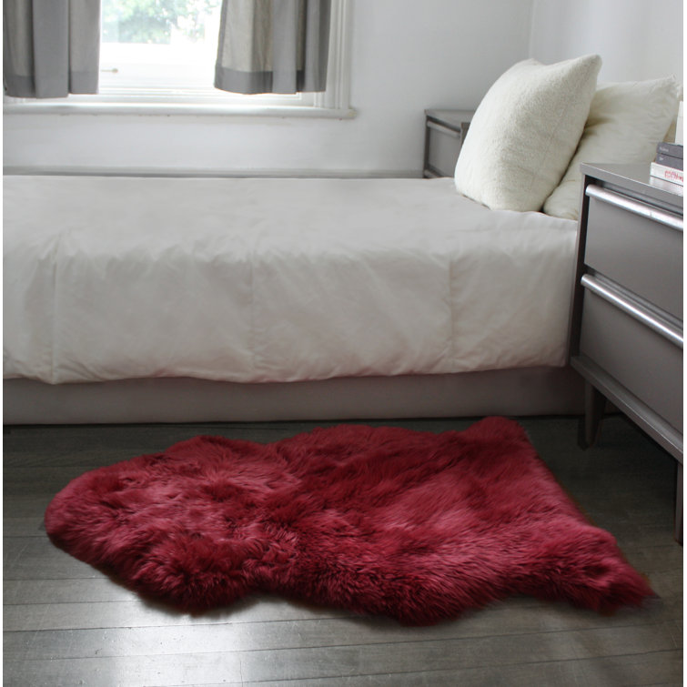 Haghni Handmade Sheepskin Red Area Rug