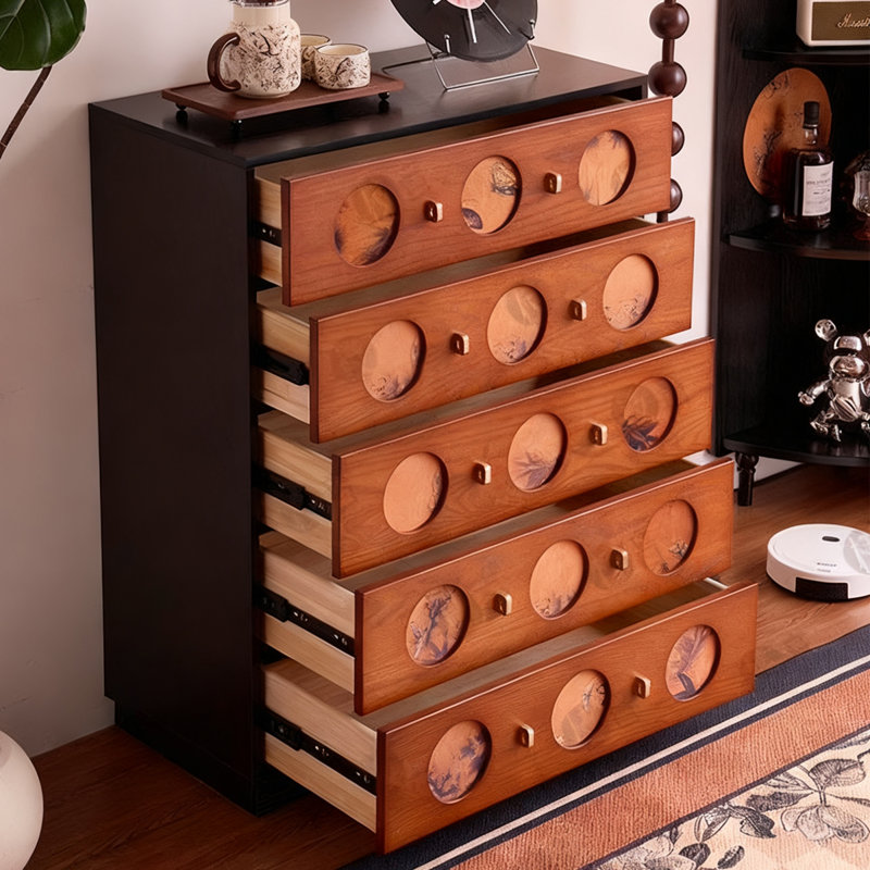 Armoire d'appoint en bois massif noir et brun