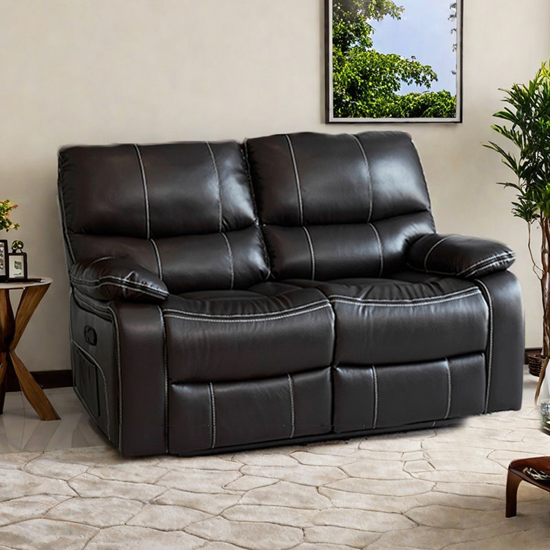 Double fauteuil inclinable de salon avec poche de rangement, Brun foncé