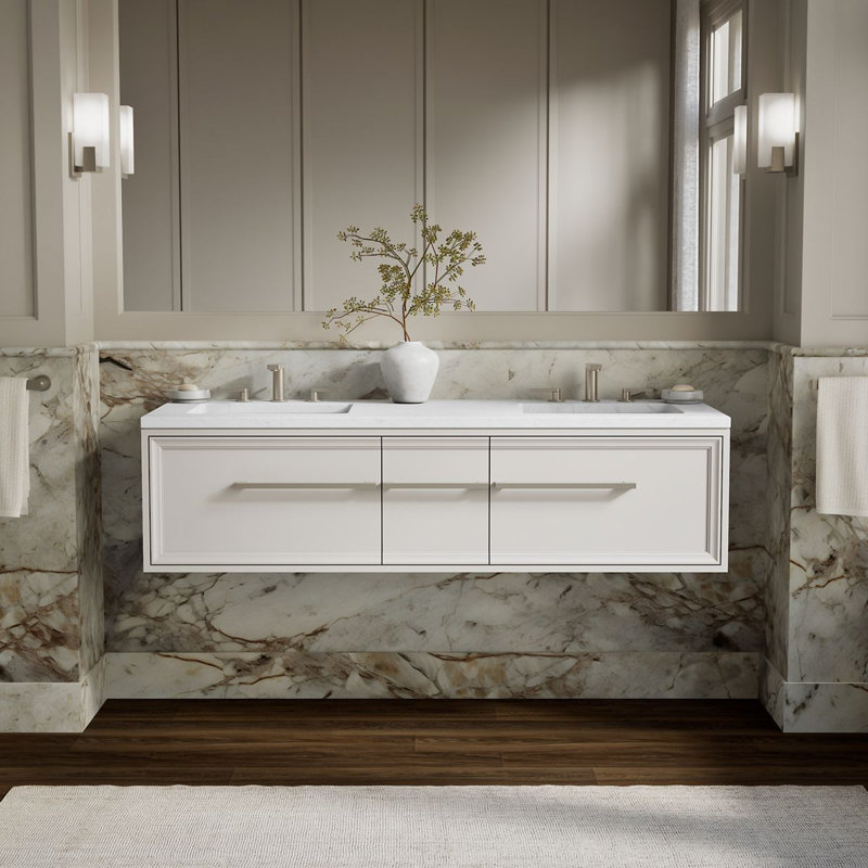 Lodern 61" Single Bathroom Vanity Set, Linen White