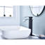 Robinet de salle de bain à cascade, couleur noir mat, poignée simple pour un contrôle pratique de l'eau, fabriqué avec une teinte de lavabo en acier inoxydable, durabilité-121639019
