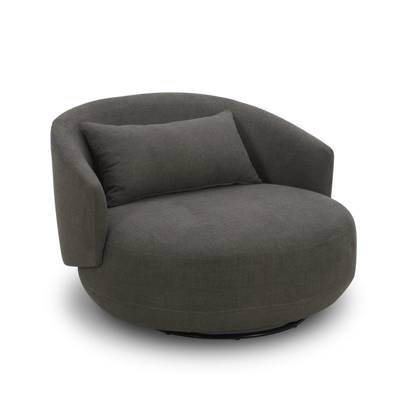 Merceda Upholstered Swivel Cuddler Chair, Dark Gray