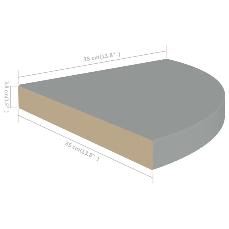 Arta 4 Piece Corner Shelf, 3.8cm H x 35cm W x 35cm D, Grey