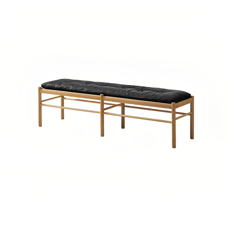 Banc rembourré en cuir de vache, Brun