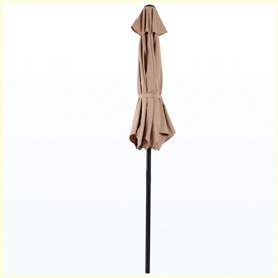 Parasol de marché pour l'extérieur avec mécanisme d'inclinaison à bouton-poussoir et manivelle, parasol résistant aux rayons UV pour le jardin, la terrasse, la piscine, la cour arrière (base non incluse)