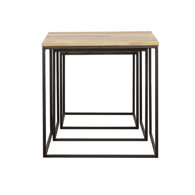 Ensemble de 3 tables gigognes naturelles et noires